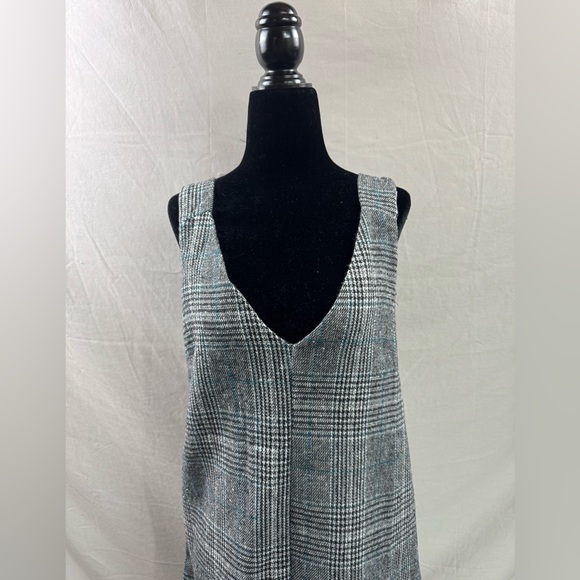 French Plaid Print Overall Dress Grey/Green - Picture 7 of 9